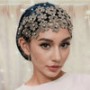 Elegant Floral Beaded Turban Hijab – Soft Stretch Head Wrap