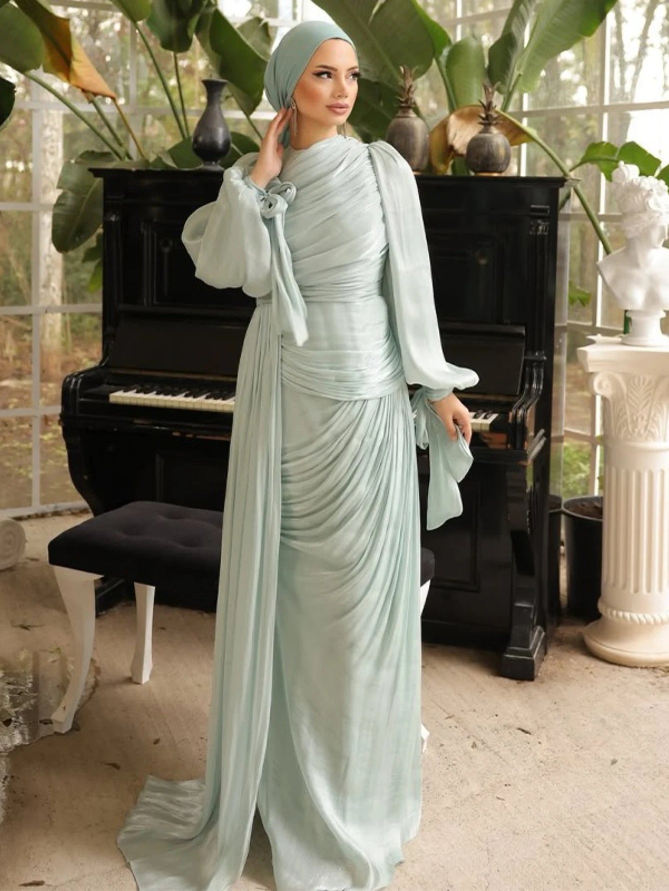 Eid Silky Women Dress Muslim Abaya Party Jalabiya