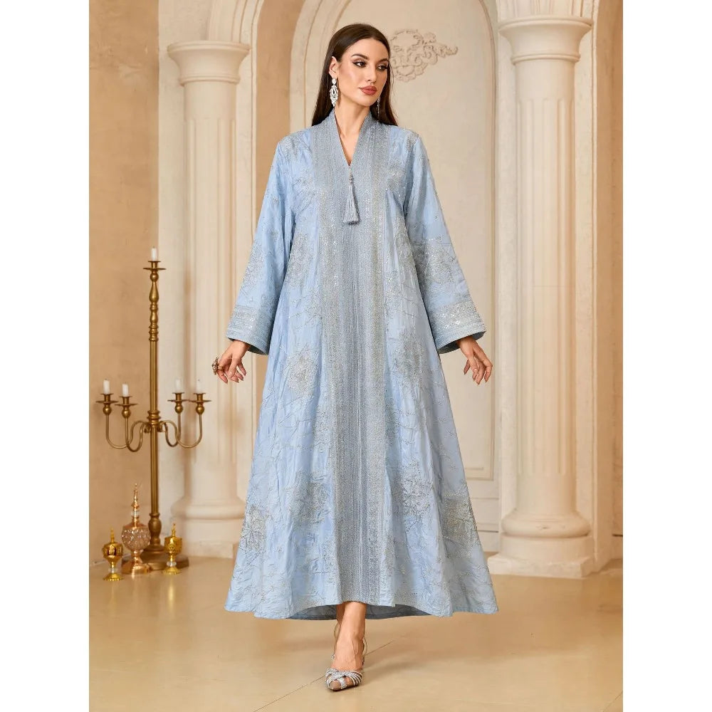 Print Embroidery Abaya – Eid Ramadan Long Robe