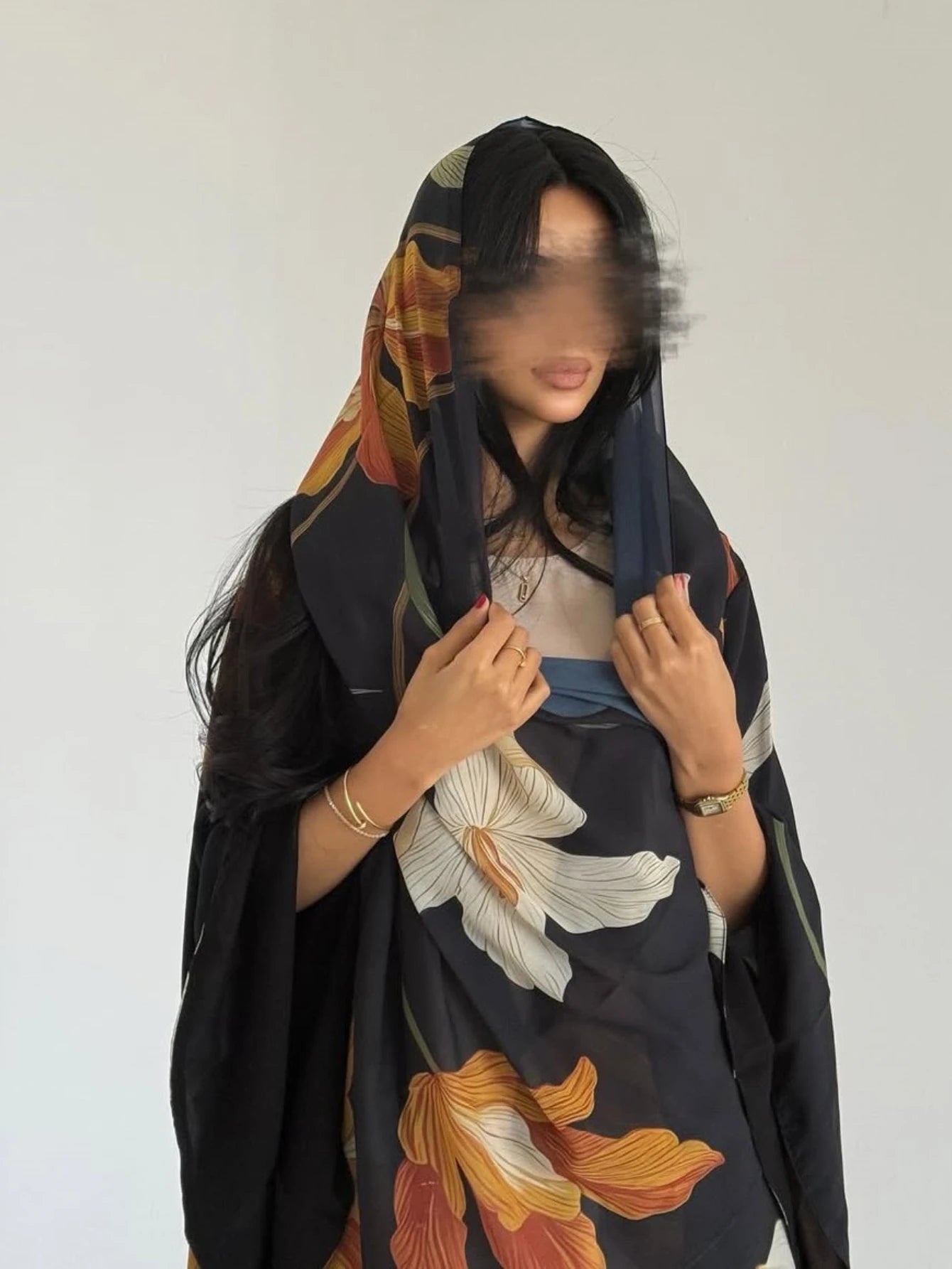 Scarf Print Abaya Cardigan – Long Moroccan Party Robe