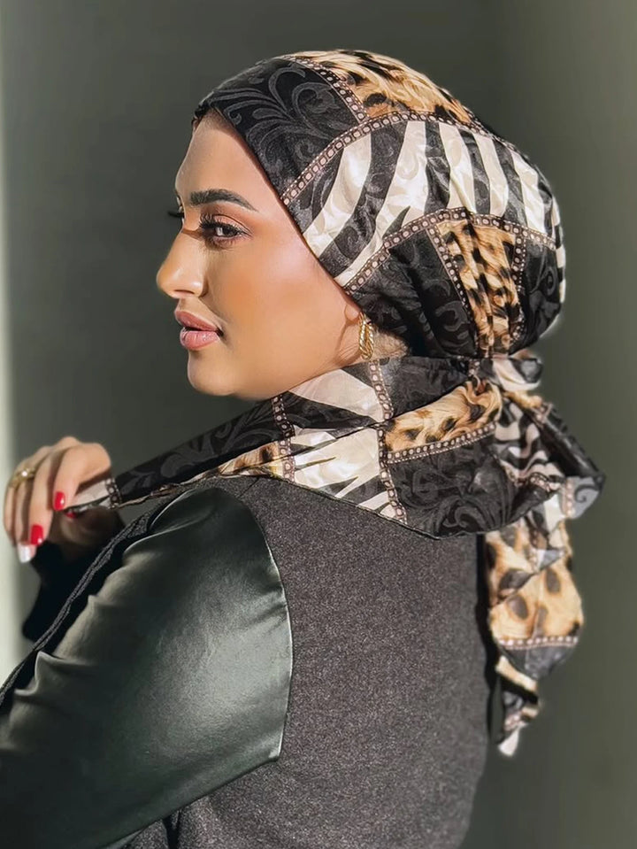 2-Piece Leopard Print Color-Block Scarf Set – Chic Fashion Wrap