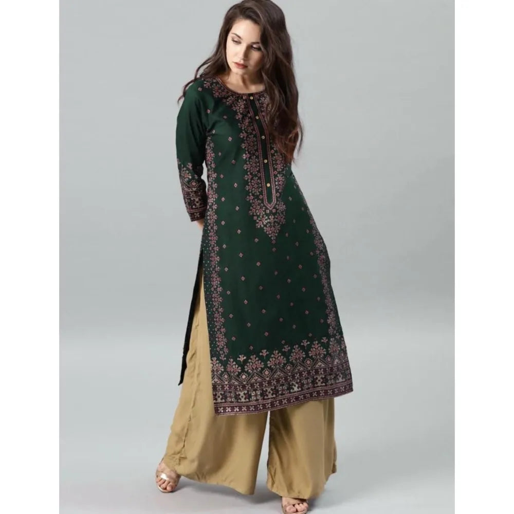 Elegant Peacock Print Abaya – Loose-Fit O-Neck Modest Maxi Dress