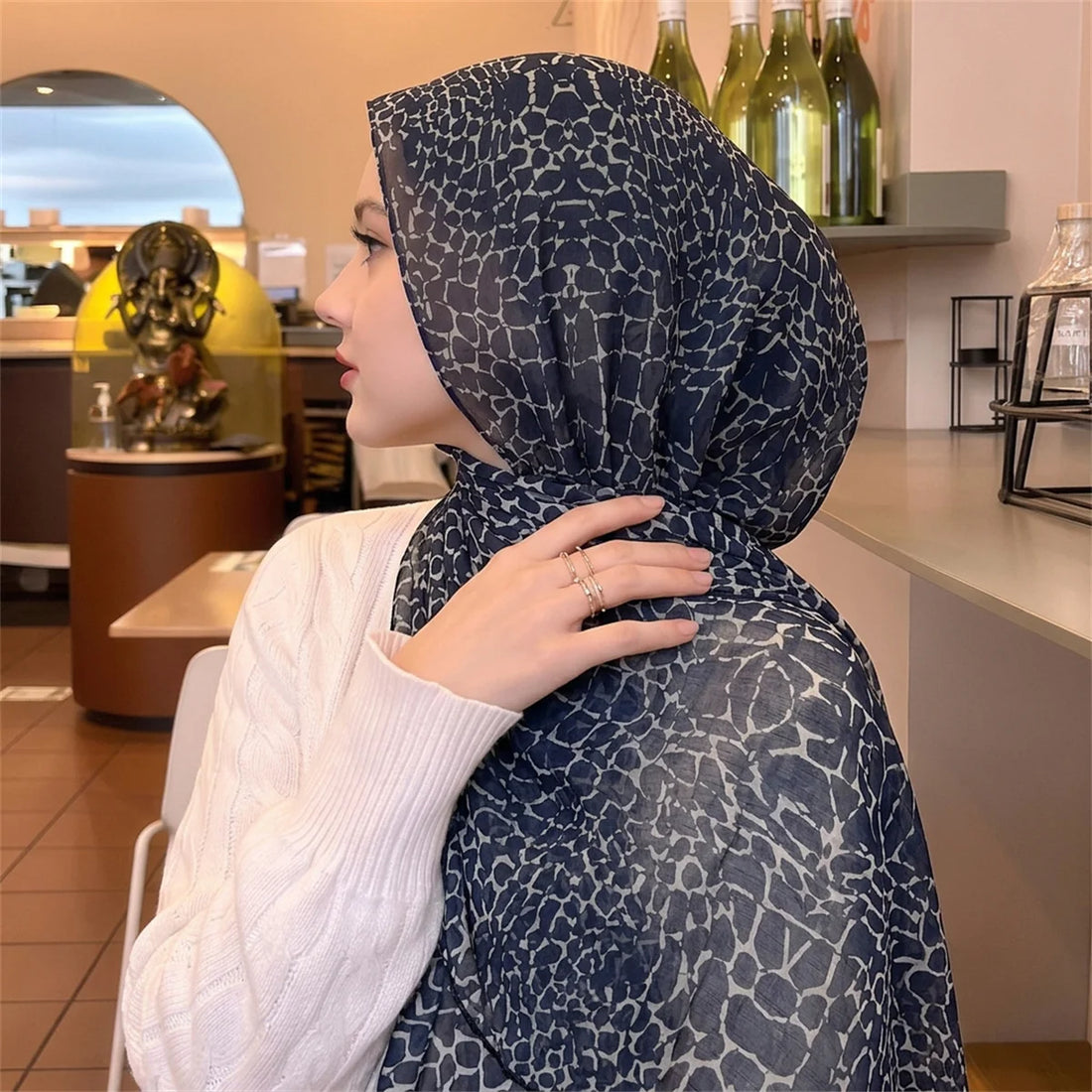 Crocodile Print Crinkle Hijab – Lightweight Textured Muslim Scarf