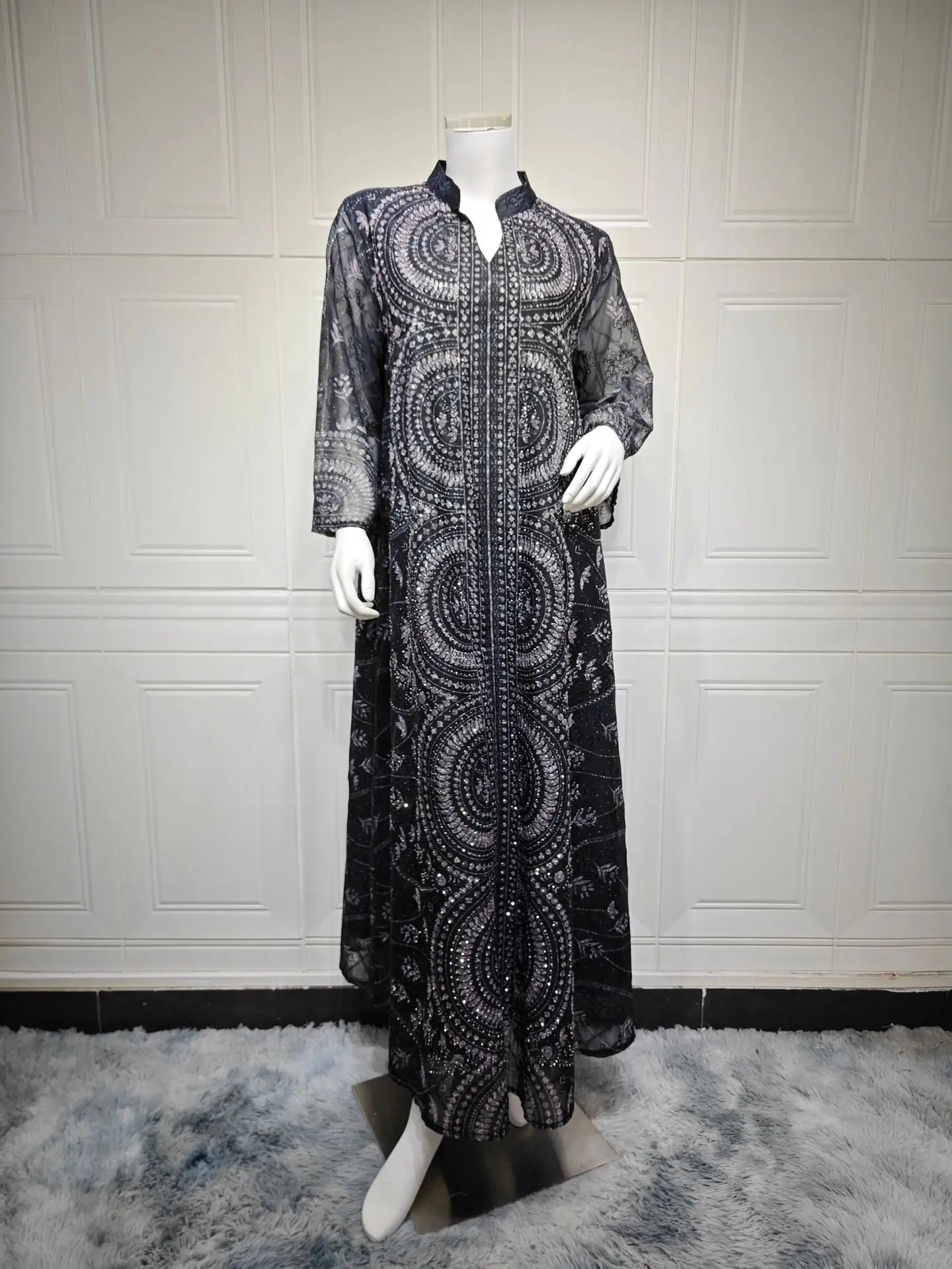 Eid Ramadan Women Dress Abaya Stand Collar Diamond Caftan Muslim Robe Jalabiya Ramadan Morocco Dubai Kaftan Vestidos Largos