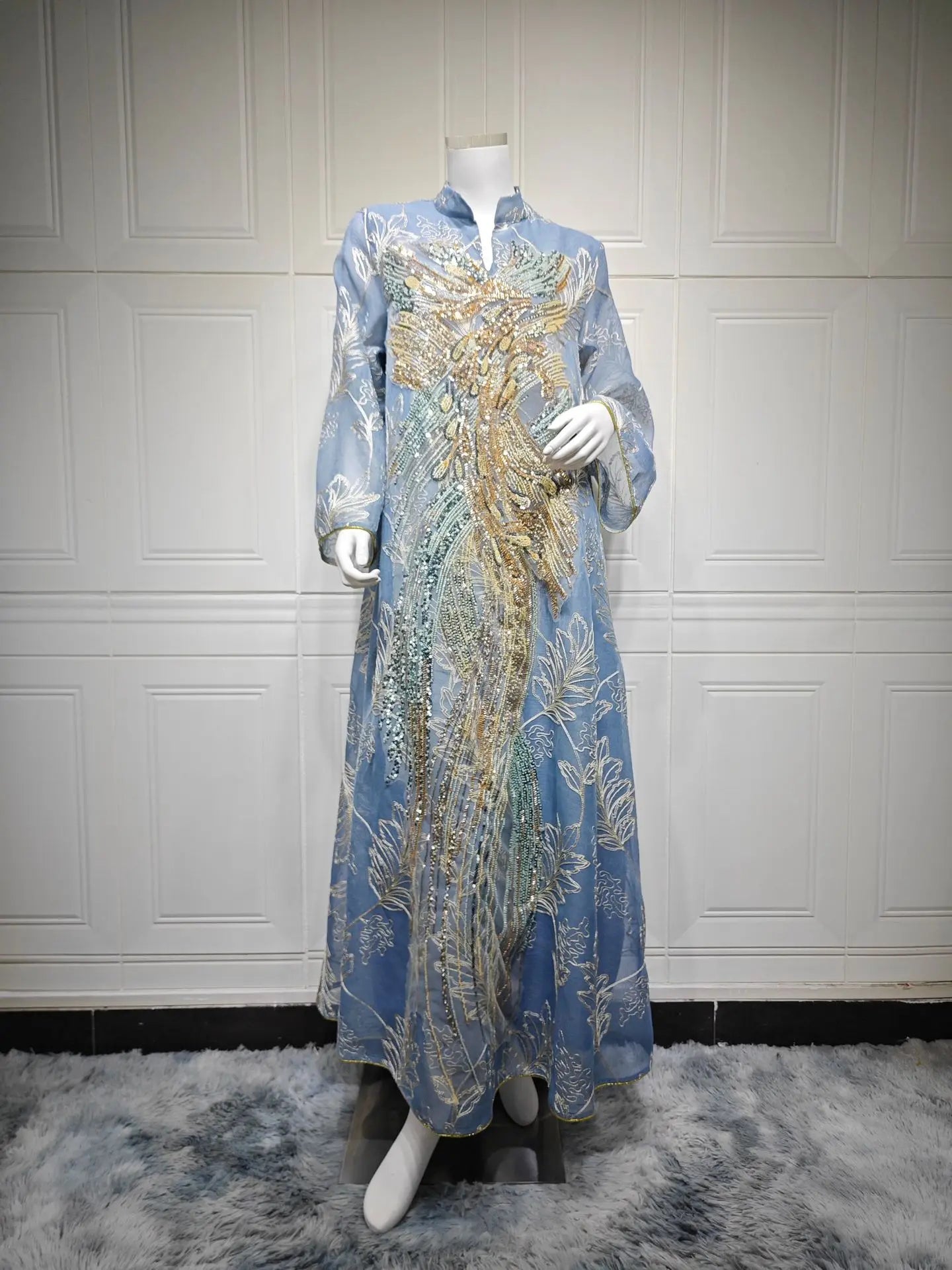 Sequin Embroidered Kaftan Abaya – Eid Party Dress