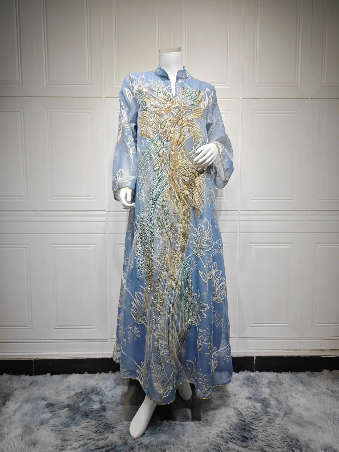 Sequin Embroidered Kaftan Abaya – Eid Party Dress