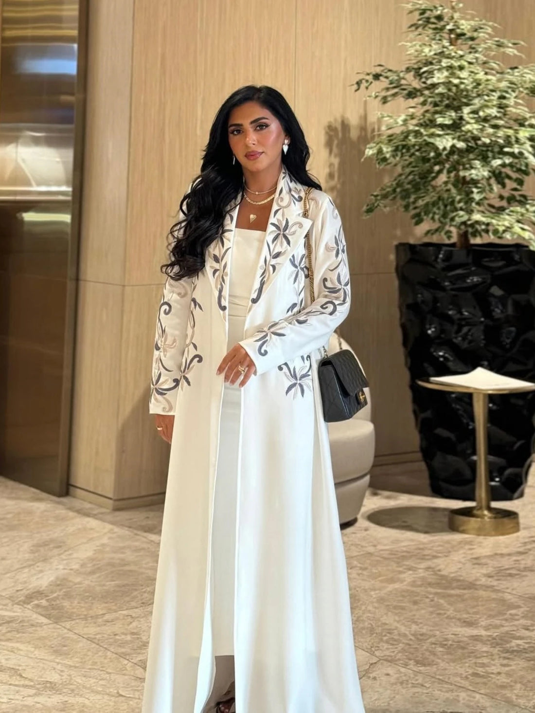 Embroidered Open Abaya – Eid Print Cardigan Kaftan