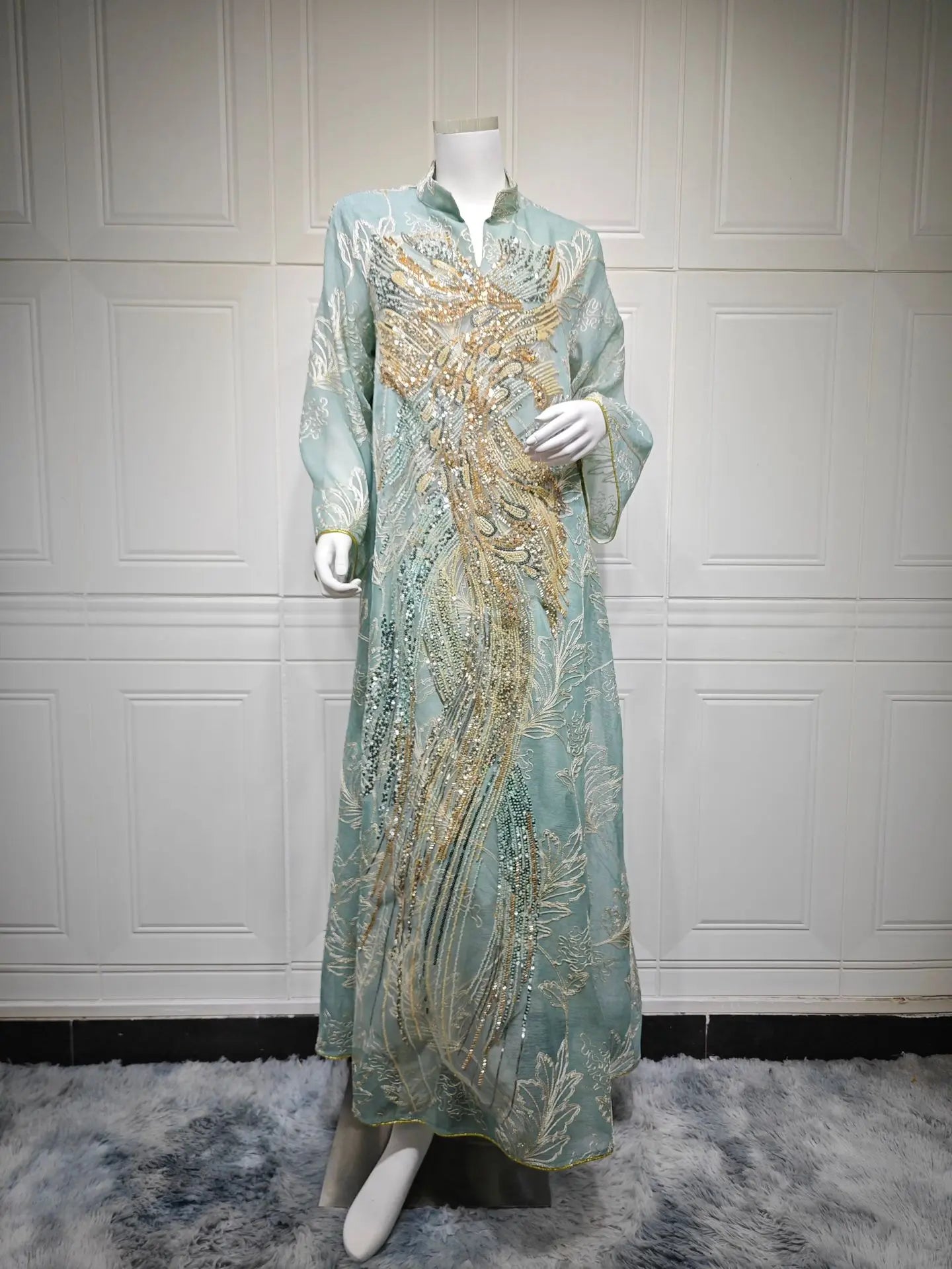 Sequin Embroidered Kaftan Abaya – Eid Party Dress