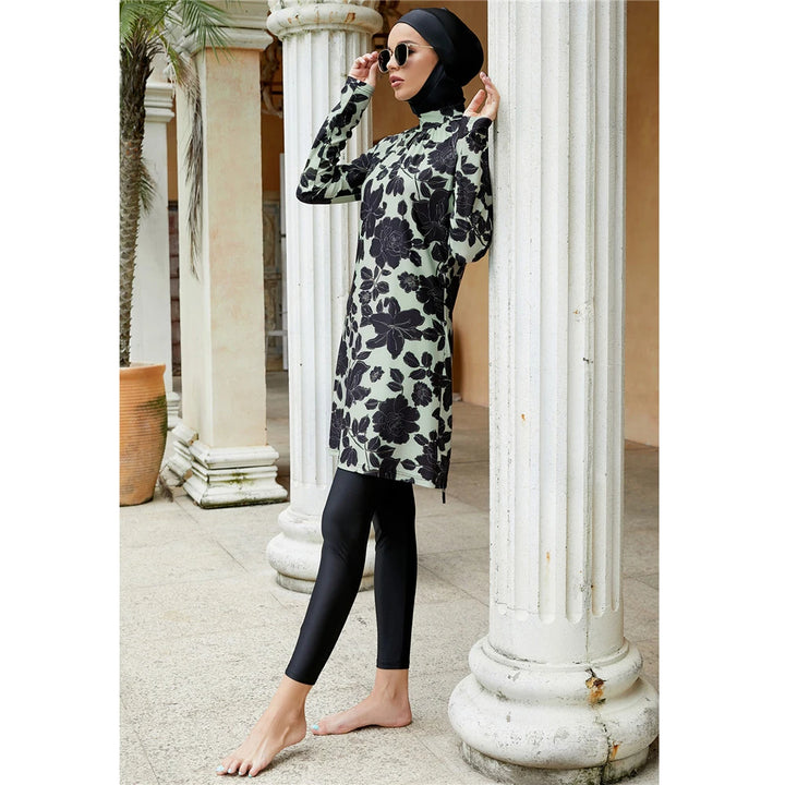 Islamic Muslim Women Swimwear Long Sleeve Swimsuits Full Cover 3 Pieces Suits