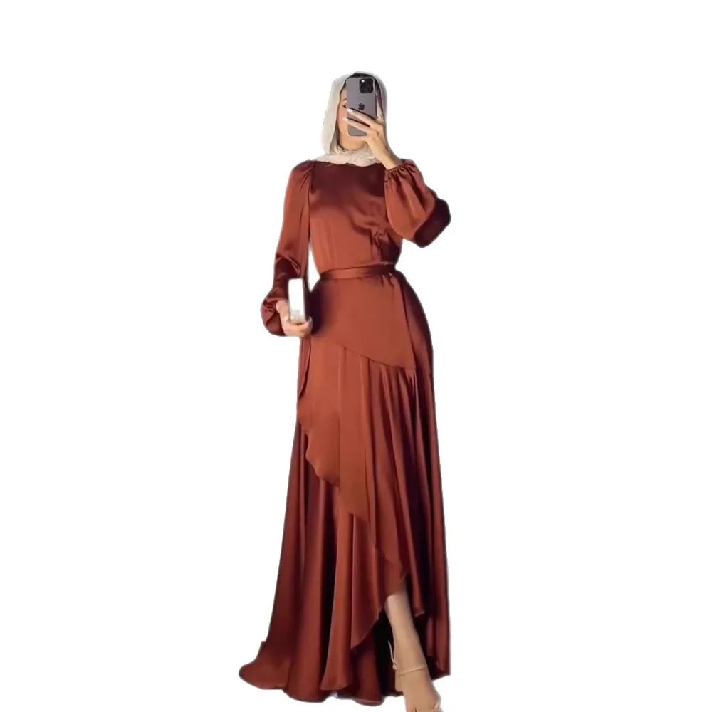 Eid Muslim Dress for Women Irregular Hem Ramadan Jalabiya Party Abaya