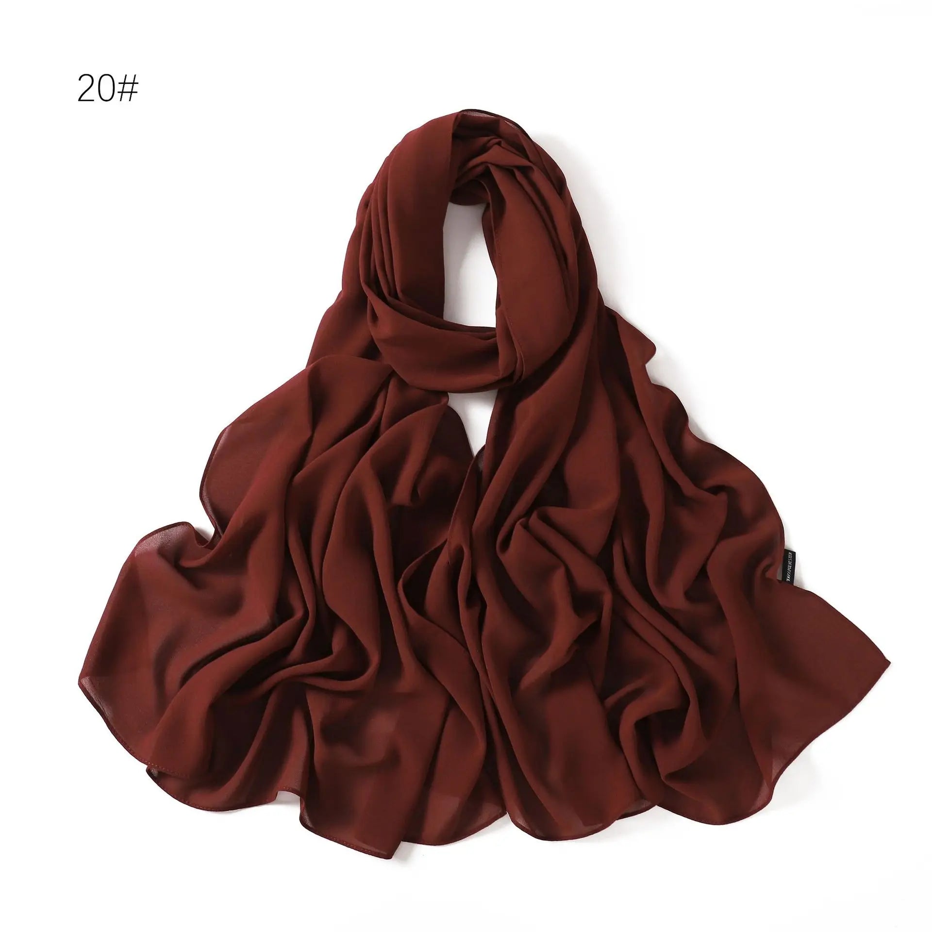 Solid Color Chiffon Hijab Shawl – Large 70x180cm