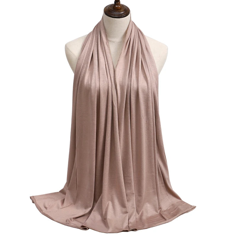 Jersey Modal Cotton Hijab – Soft Solid Color Long Scarf