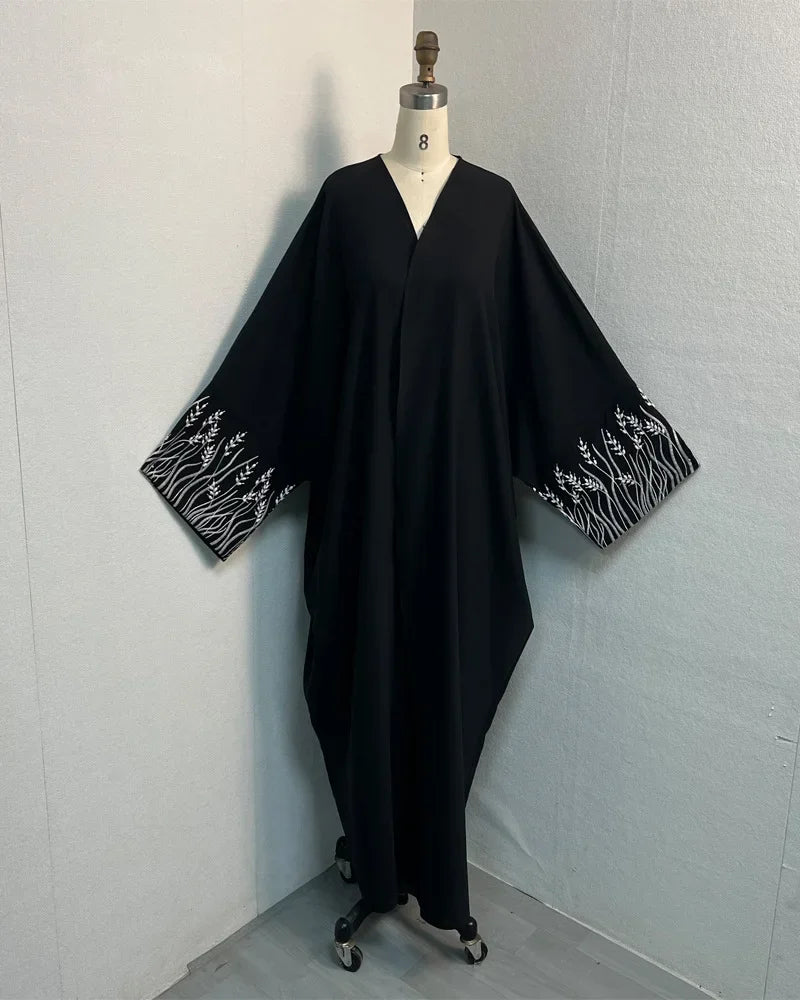Eid Muslim Women Abaya Embroidery Modest Dresses Jalabiya