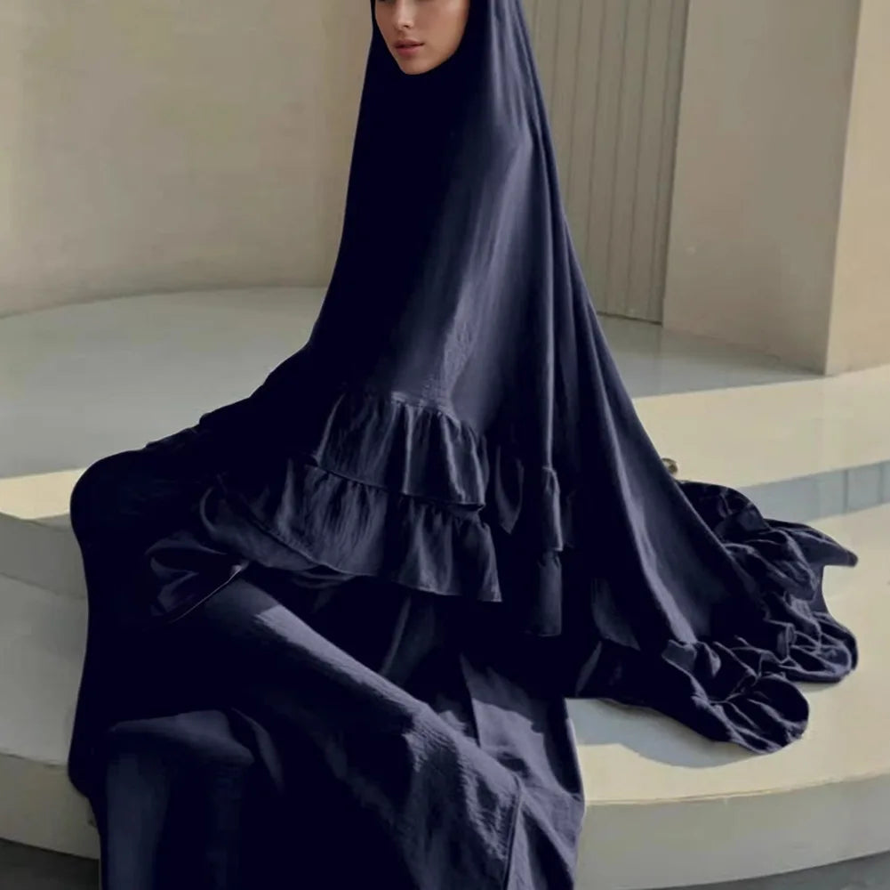 Muslim Dresses Hijab 2 Piece Sets Women Modest Abayas