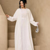 3-Piece Lace Trim Open Abaya Set – Modest Dress with Hijab & Belt