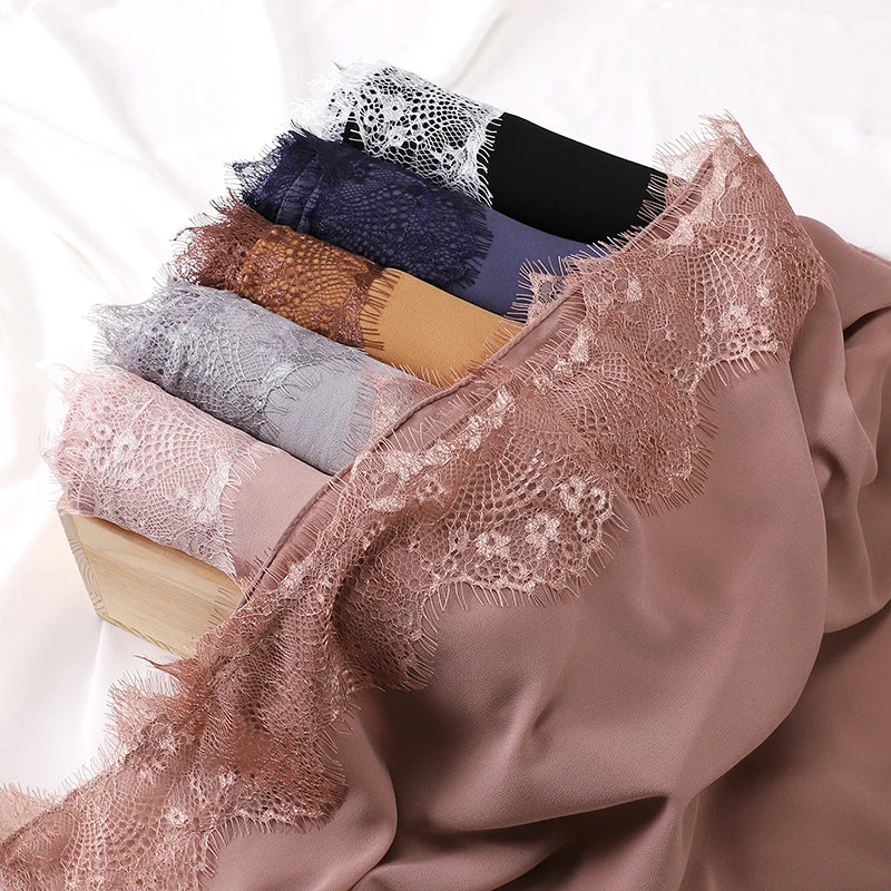 Soft Lace Chiffon Hijab Scarf – Premium Plain Headwrap