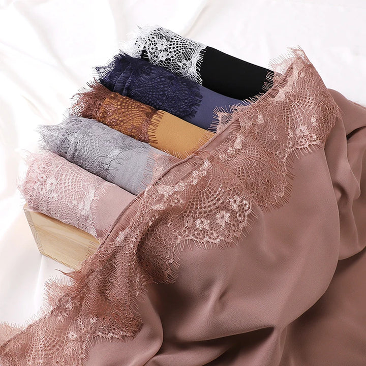 Soft Lace Chiffon Hijab Scarf – Premium Plain Headwrap