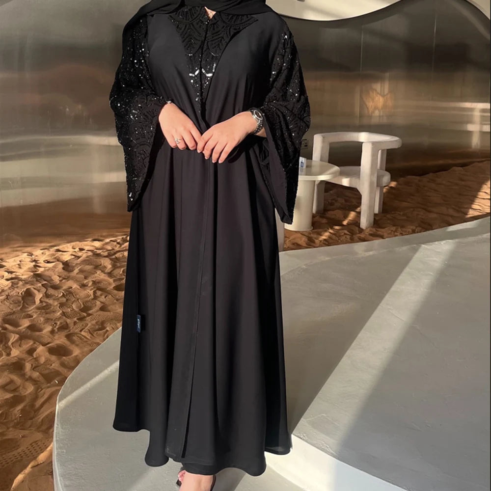 Ramadan Black Open Include Hijab Turban Abaya