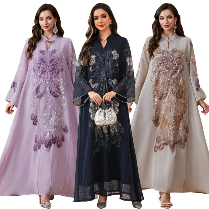 Diamond & Sequin Abaya – Wedding & Evening Party Dress