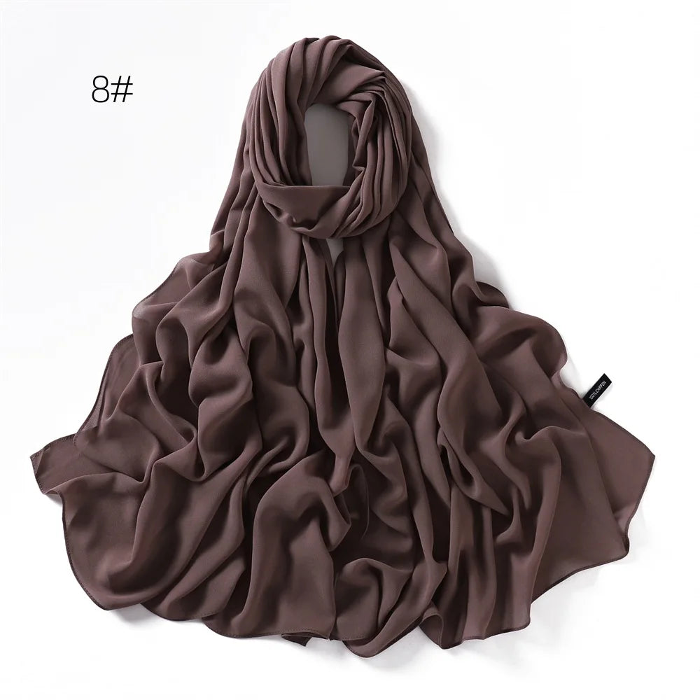 Solid Color Chiffon Hijab Shawl – Large 70x180cm