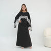 Luxury Lace Edge Abaya with Shoulder Patchwork & Waist-Cinching Design