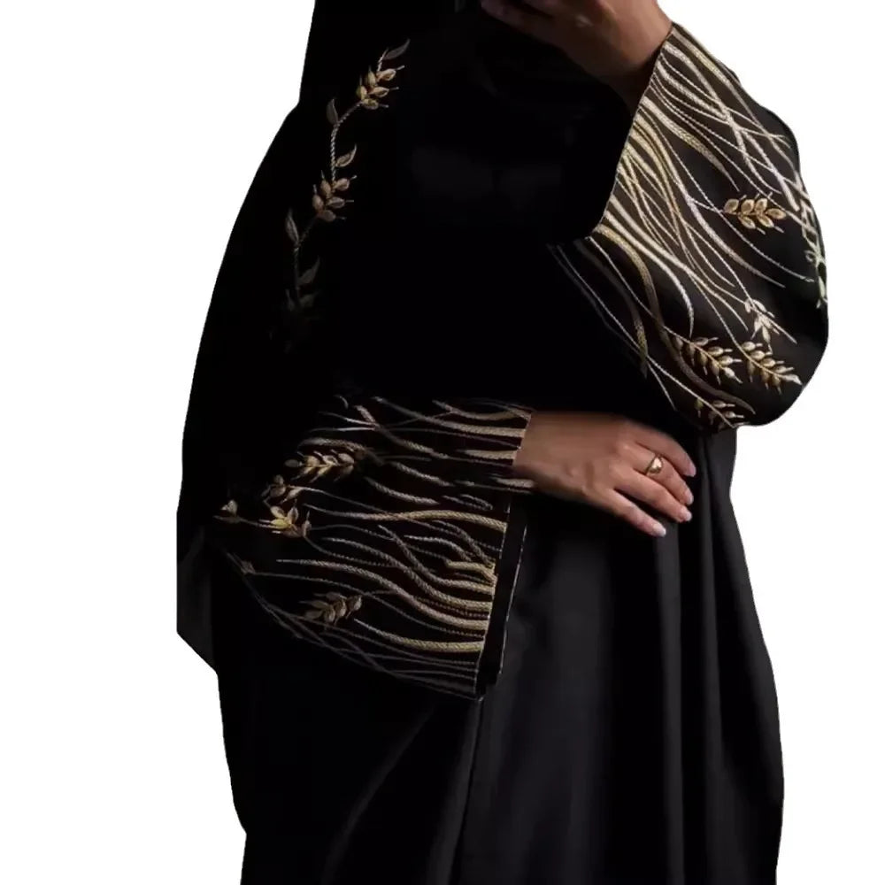 Eid Muslim Women Abaya Embroidery Modest Dresses Jalabiya