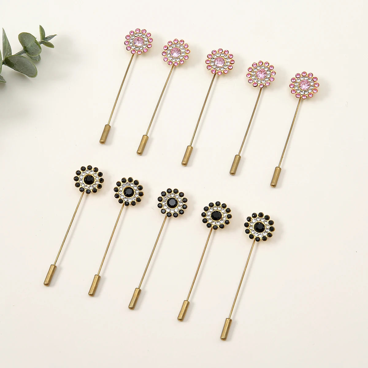 10-Piece Floral Diamond Hijab Brooch Set – Elegant Scarf Pins for Women