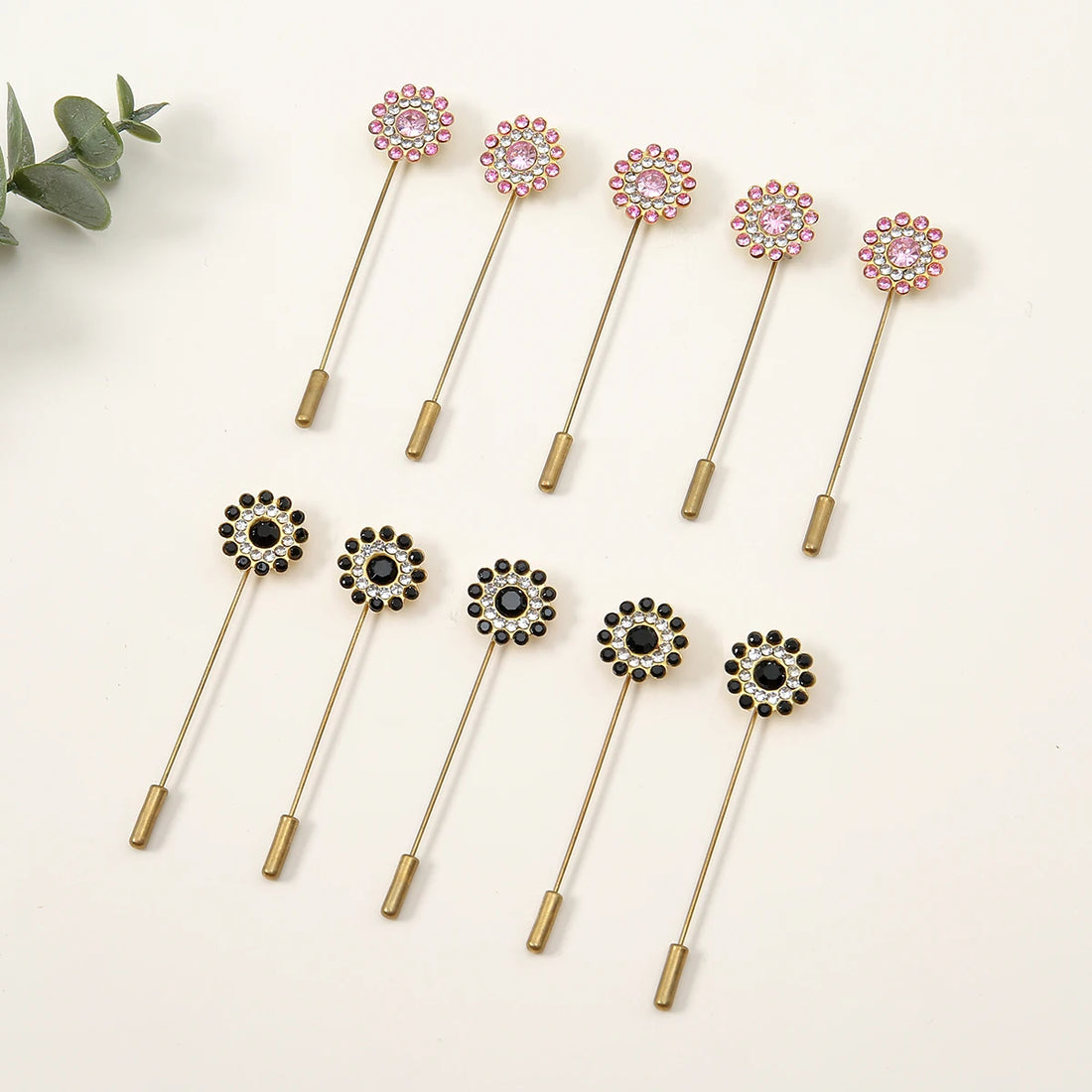 10-Piece Floral Diamond Hijab Brooch Set – Elegant Scarf Pins for Women