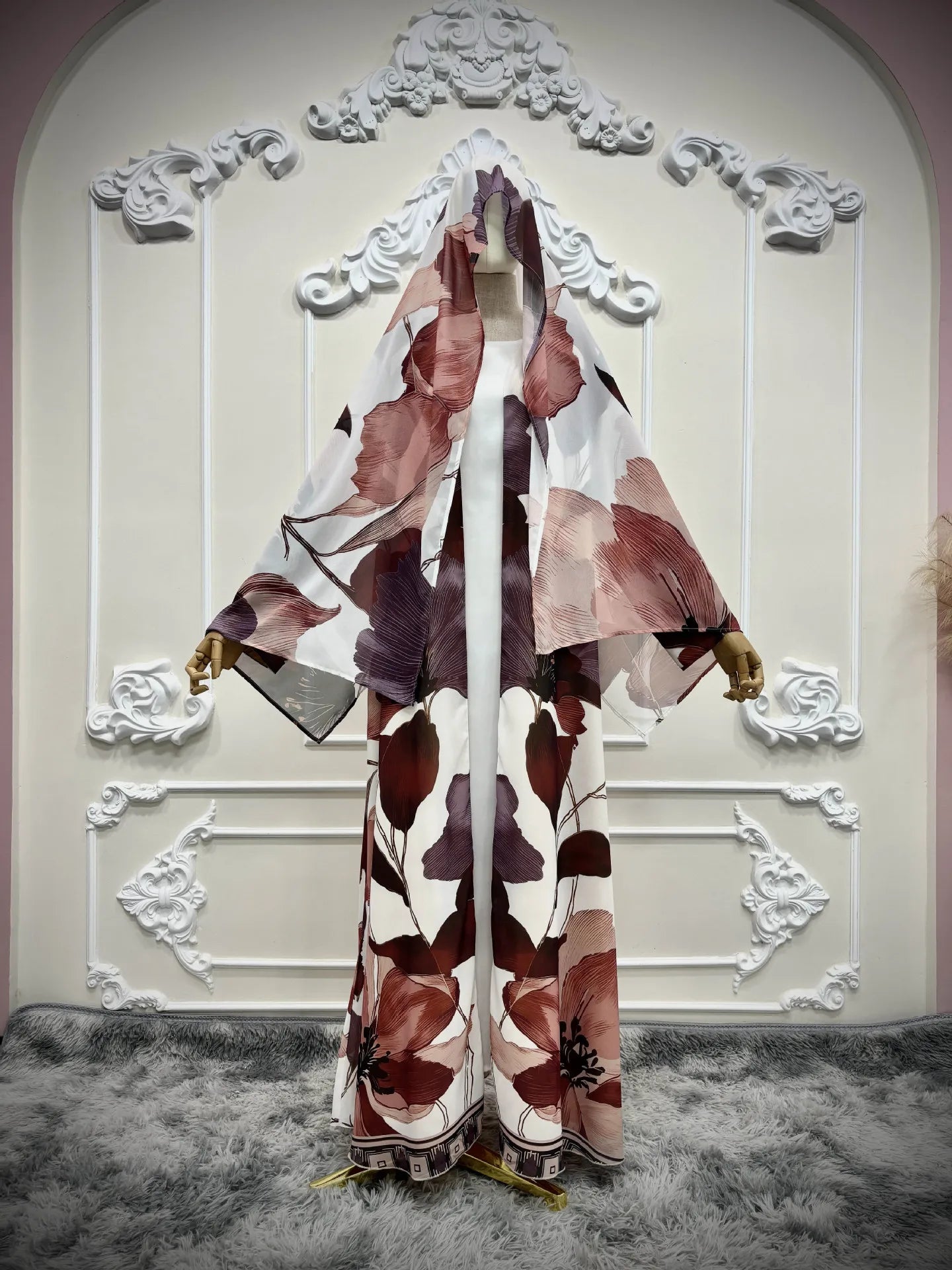 Printed Abaya Cardigan Robe – Eid Hijab Dress