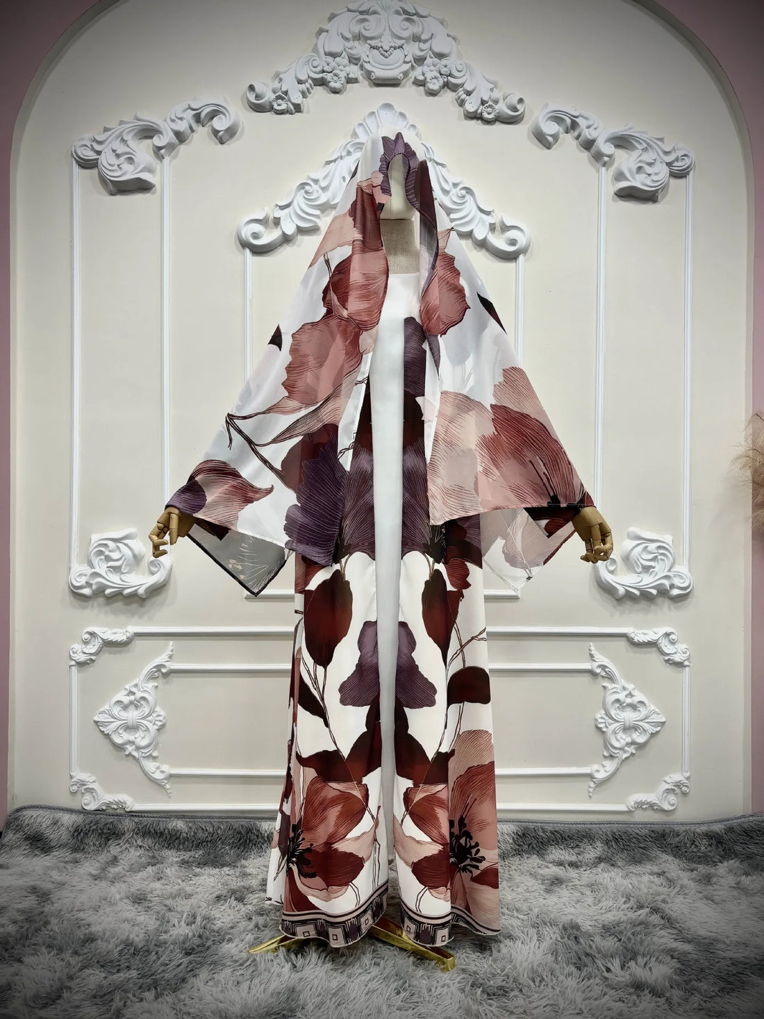 Printed Abaya Cardigan Robe – Eid Hijab Dress