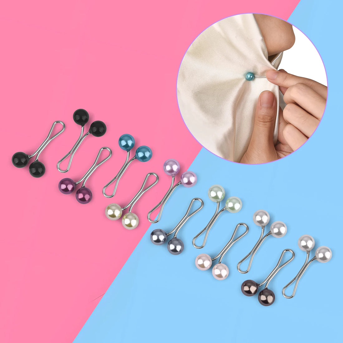 12-Piece Pearl Hijab Brooch Set – Elegant Scarf Clips for Women