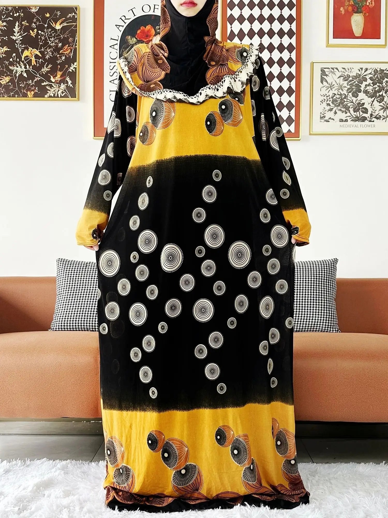 Muslim Solid Cotton Abaya For Women