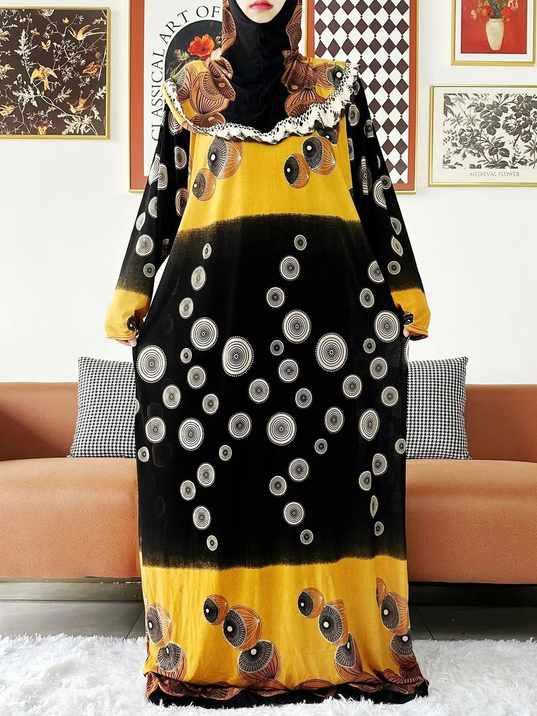 Muslim Solid Cotton Abaya For Women