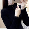 Women Clothing Elegant Fashion Half High Collar Long Sleeve Sweaters