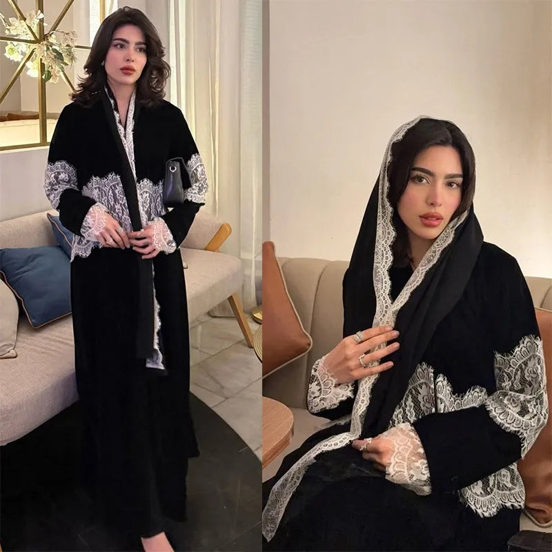 Diamond Embellished Abaya – Eid Button Cardigan