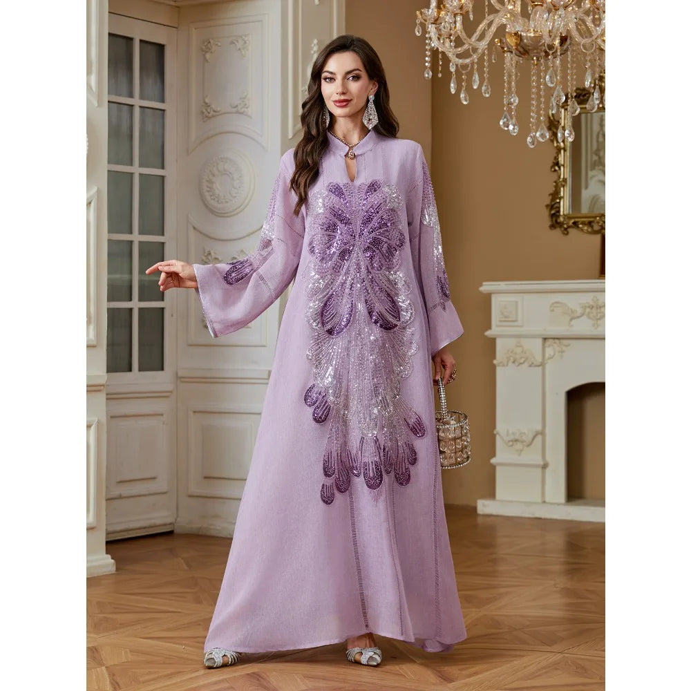 Diamond & Sequin Abaya – Wedding & Evening Party Dress