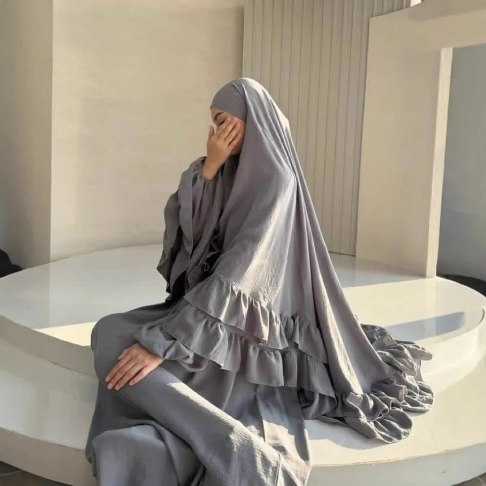 Muslim Dresses Hijab 2 Piece Sets Women Modest Abayas