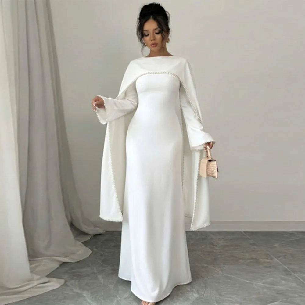 Beaded Cape Abaya Set – Elegant Long Modest Dress for Eid & Parties