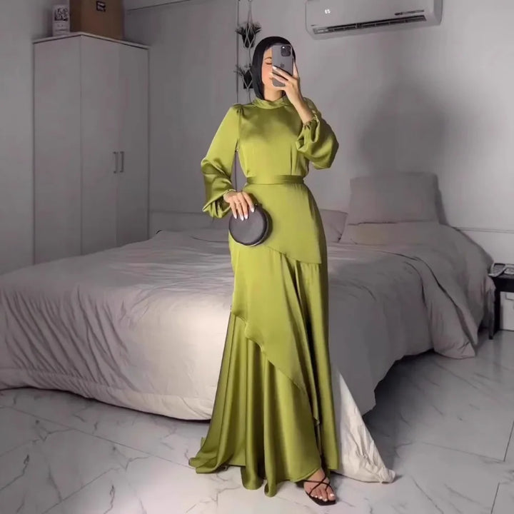 Eid Muslim Dress for Women Irregular Hem Ramadan Jalabiya Party Abaya