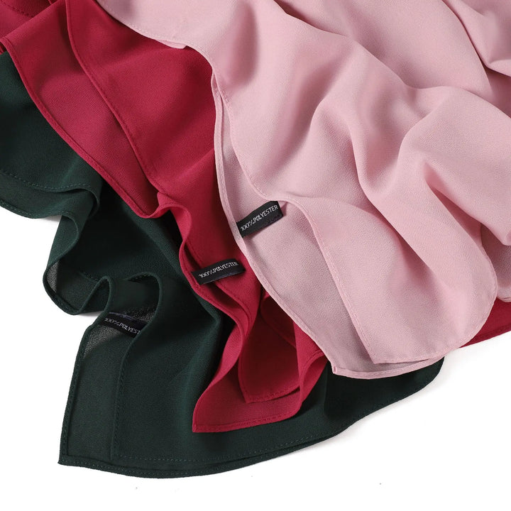 Solid Color Chiffon Hijab Shawl – Large 70x180cm
