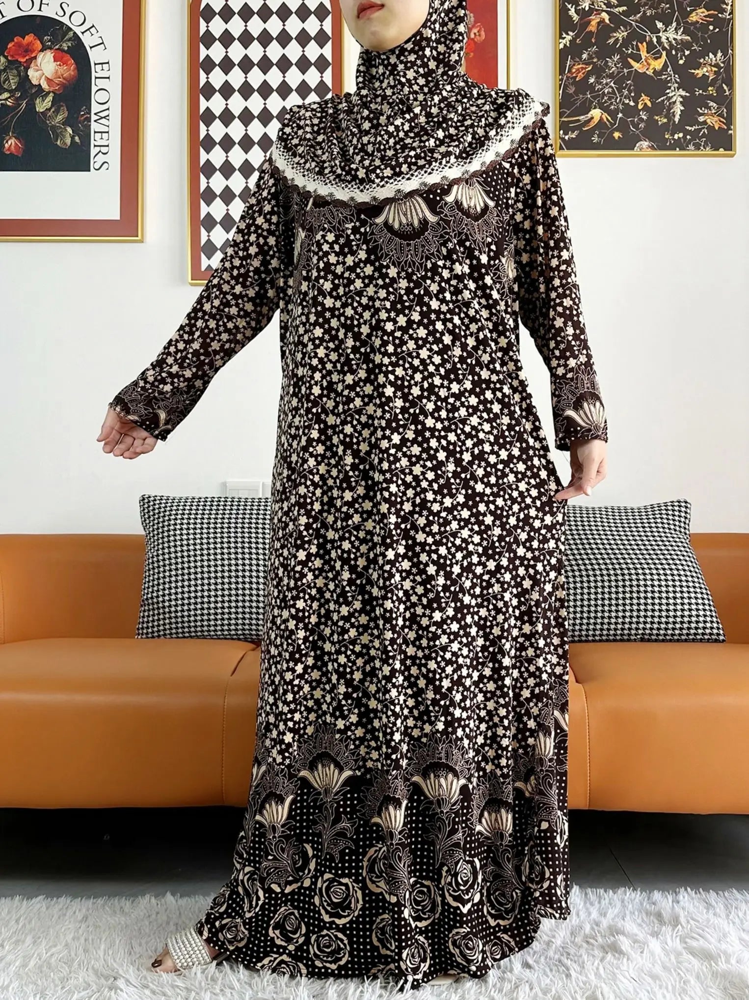 Muslim Solid Cotton Abaya For Women