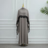 Dress Suit Women Hijab Dresses 2 Piece Set Jalabiya Muslim Lace Abaya