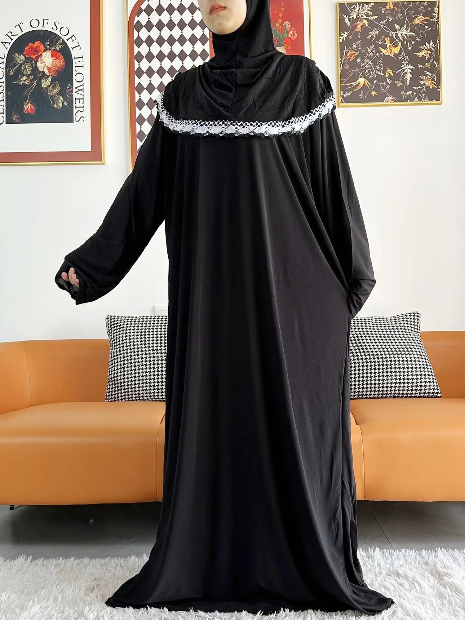 Muslim Solid Cotton Abaya For Women