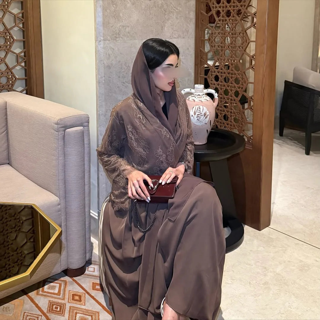 Lace Open Abaya – Eid & Ramadan Party Dress