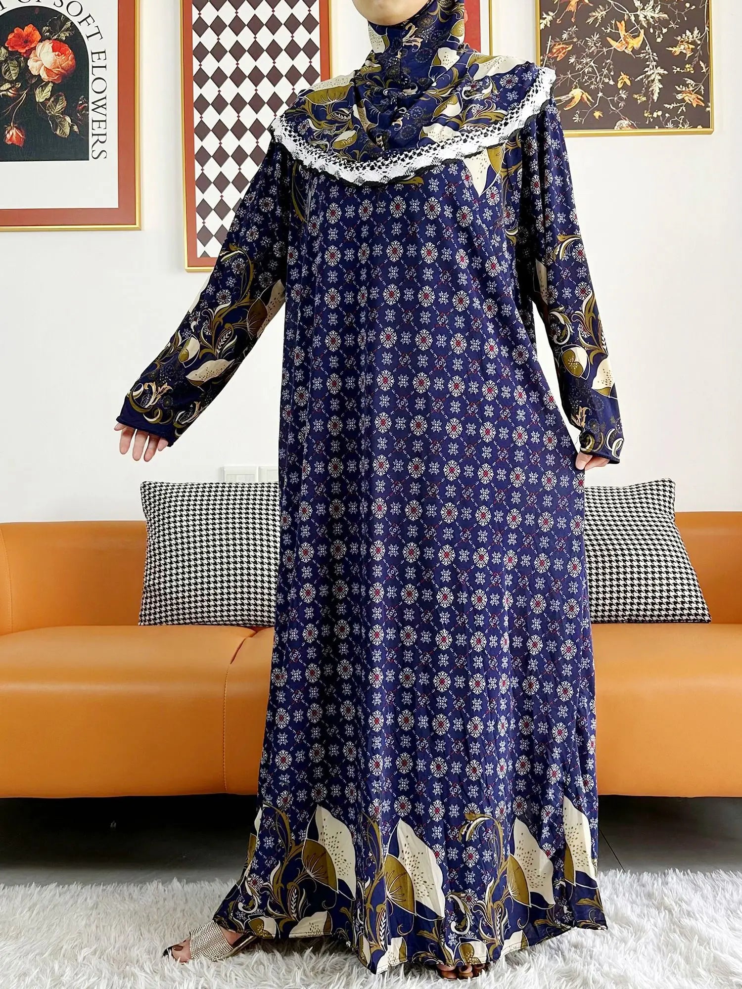 Muslim Solid Cotton Abaya For Women