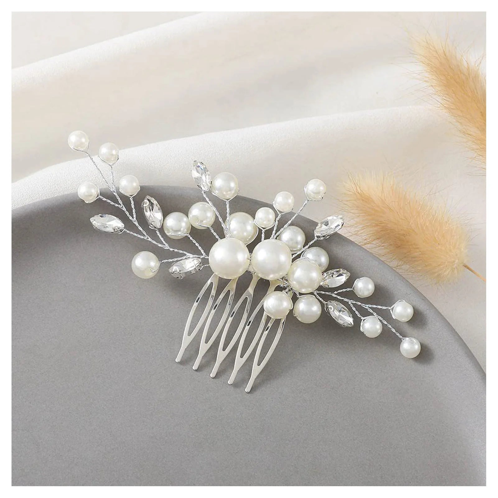Bridal Pearl Hair Comb – Elegant White Pearl Headpiece for Women