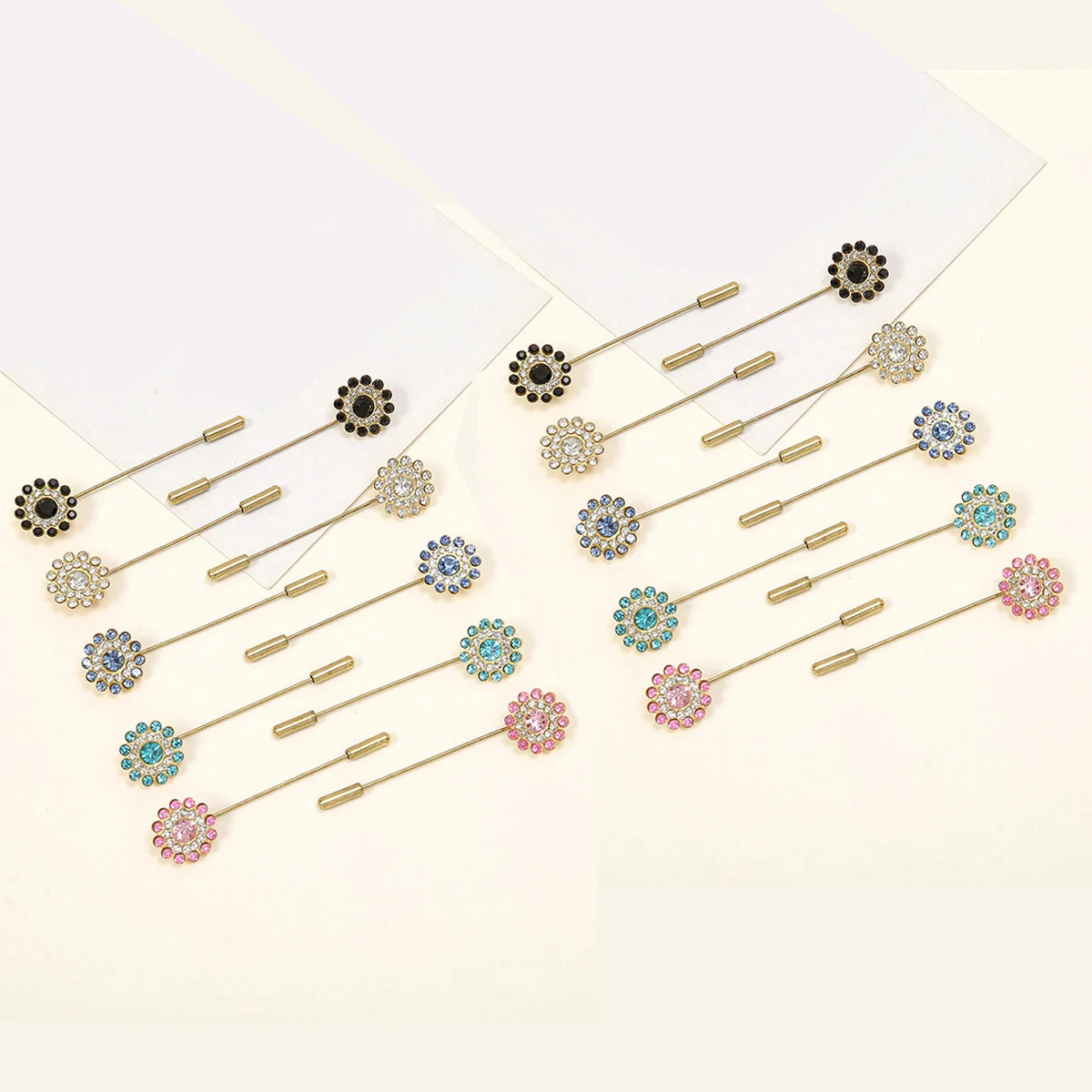 10-Piece Floral Diamond Hijab Brooch Set – Elegant Scarf Pins for Women