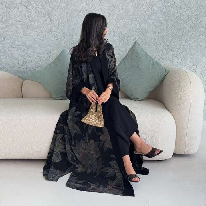 Eid Cardigan Abaya with Scarf – Dubai Kaftan Set