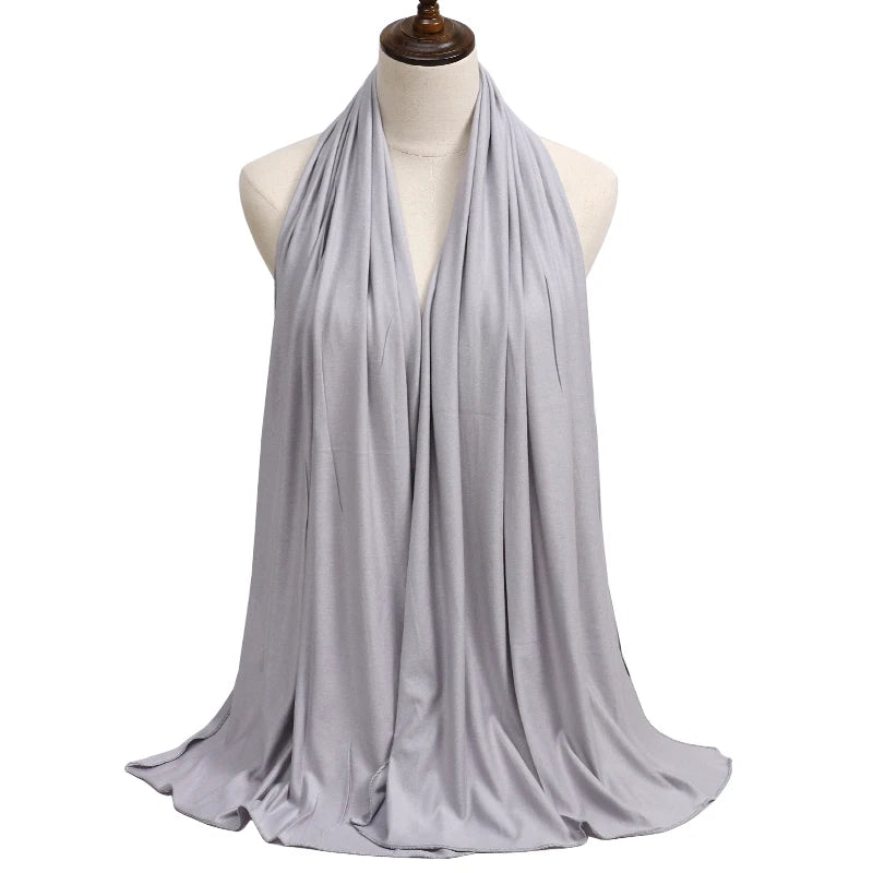 Soft Cotton Jersey Hijab – Long Plain Stretch Scarf
