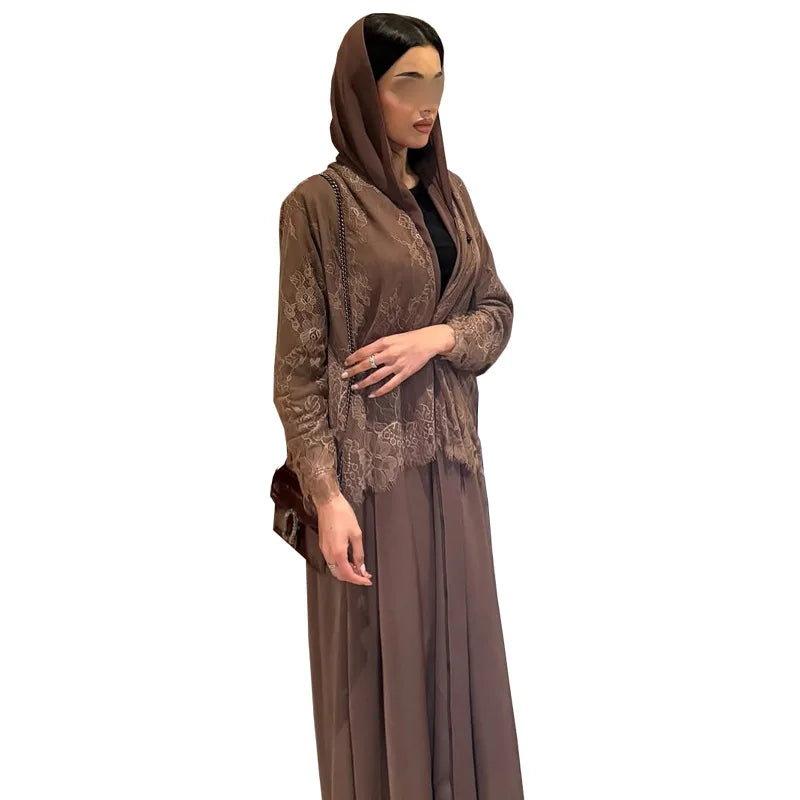 Lace Open Abaya – Eid & Ramadan Party Dress